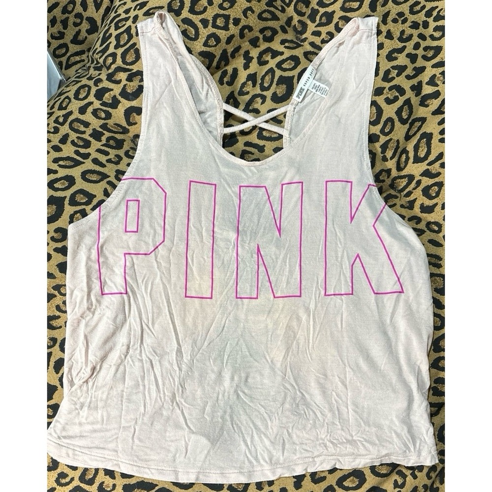 Victoria's Secret Pink Super Soft Criss Cross Open Back Cropped Tank, XS